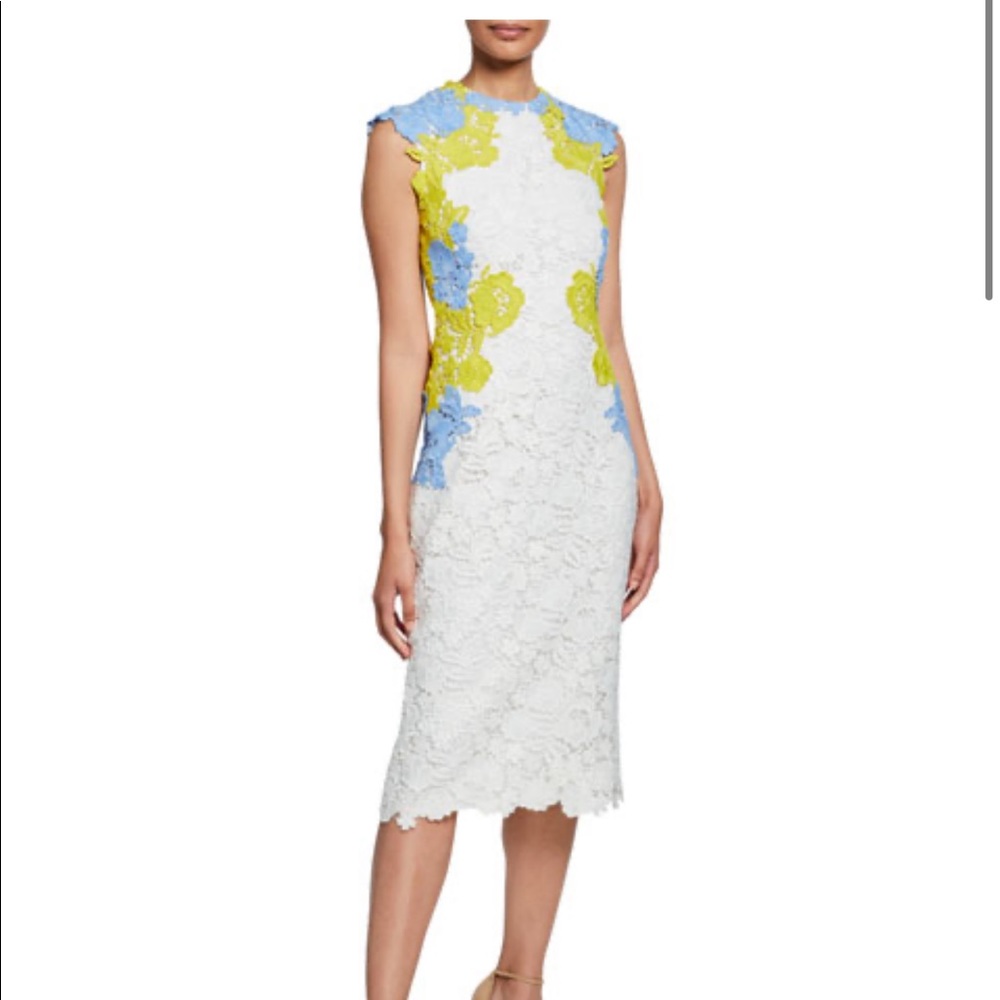 Lela Rose White Lace Appliqué Dress